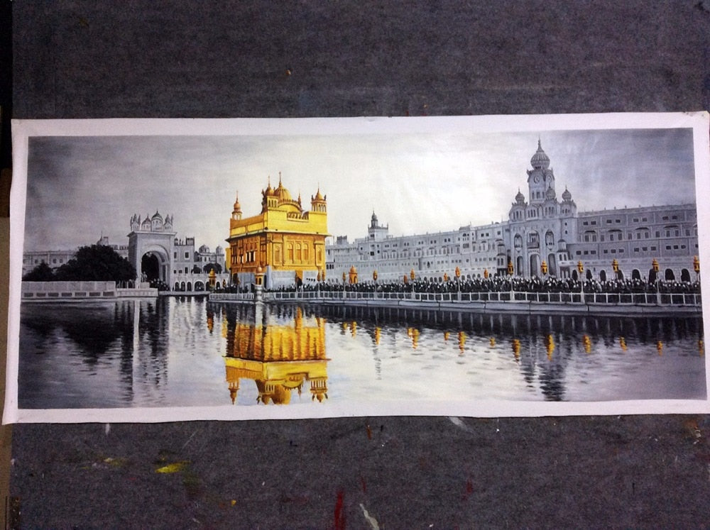 High Quality Original The Golden Temple Amritsar Oil Painting on Canvas Home Decor The biggest Sikh Temple Building Landscape